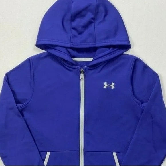 EUC [Under Armour] Blue/Purple Long-Sleeve Full Zip Hooded Sweatshirt Youth Sz L - Picture 3 of 7